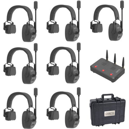 CAME-TV Kuminik8 Full-Duplex Wireless DECT Intercom System With 7 Single-Ear Headsets