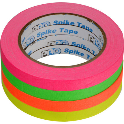 ProTapes Pro Spike Stack Fluorescent Cloth Tape Set (Four 1-2inch x 18.3m Rolls)