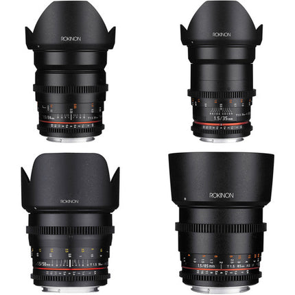 Rokinon 24- 35- 50- 85mm T1.5 Cine DS Lens Bundle for Sony E-Mount