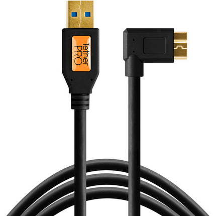 Tether Tools USB 3.0 Type-A Male to Micro-USB Right-Angle Male Cable (4.5m- Black)