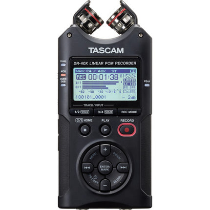Tascam DR-40X 4-Channel - 4-Track Portable Audio Recorder and USB Interface with Adjustable Mic