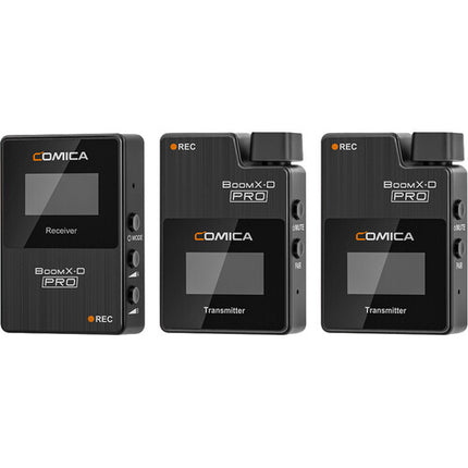 Comica Audio BoomX-D PRO D2 Ultracompact 2-Person Digital Wireless Microphone System/Recorder (2.4 GHz Black)