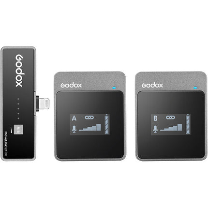 Godox MoveLink LT2 Compact 2-Person Digital Wireless Microphone System for Smartphones Tablets with Lightning (2.4 GHz)