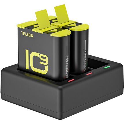 TELESIN 3 Slots Battery Charger With 2 Pcs Full Decoded Batteries Set For Gopro Hero 9-10