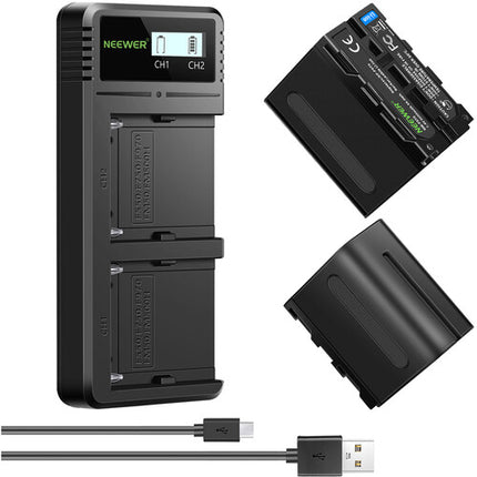 NEEWER 2-Pack Sony NP-F970 Replacement Battery Charger Set