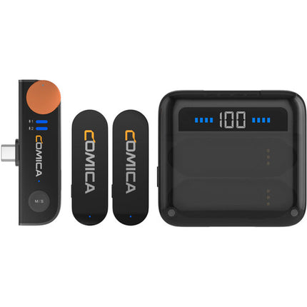 Comica Audio Vimo S UC 2-Person Wireless Microphone System with USB-C Connector for Mobile Devices (Black- 2.4 GHz)