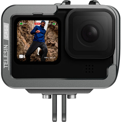 TELESIN Aluminum Cage with Vertical Frame for GoPro HERO11-10-9