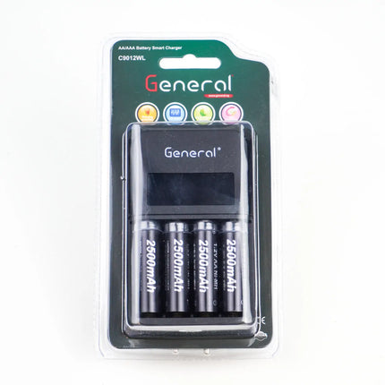 Generic C9012WL Batteries Pack of 4 2500mAh with LCD Display Fast Charger
