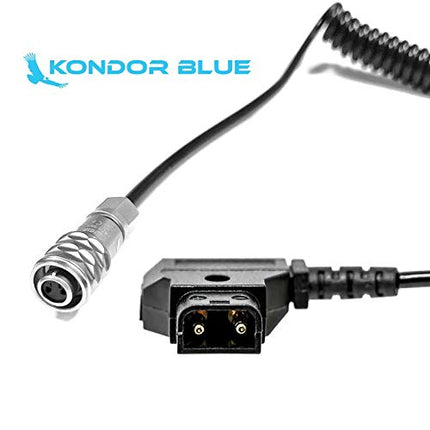 KONDOR BLUE 20inch Coiled D-Tap to BMPCC 4K Weipu Power Cable and Gold Mount V Mount Battery P TAP