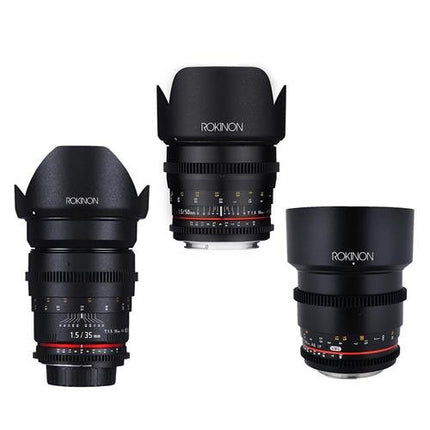 Rokinon Cine DS Portrait Lens Bundle Consists of 35mm T1.5- 50mm T1.5- 85mm T1.5 for Micro Four Thirds