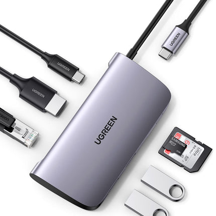 UGREEN 7 in 1 USB-C to 2*USB3.0+HDMI+RJ45+SD+TF +PD port Converter