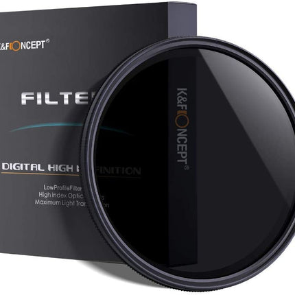 K&F Concept 49mm Slim HD Multi-Coated Variable ND Neutral Density Adjustable ND2 ND4 ND8 to ND400 Lens Filter + Lens Cleaning Cloth for Cameras Lens