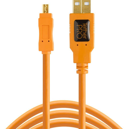 Tether Tools TetherPro USB 2.0 to Mini-B 8-Pin Cable- (4.6m)- High-Visibility Orange