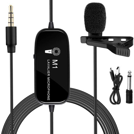 K&F Concept M1 3.5mm Lavalier Microphone Rechargeable Lapel Condenser Omnidirectional Mic