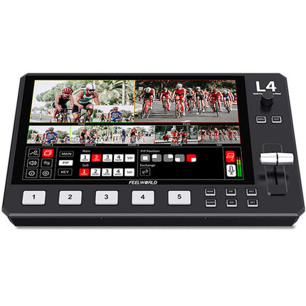 FeelWorld L4 HDMI Livestream Switcher with Built-In 10.1 inch LCD Monitor