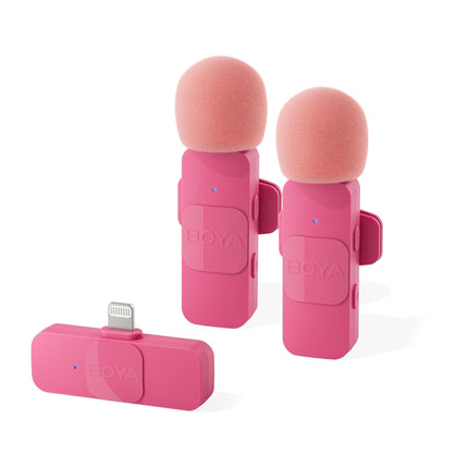 BOYA BY-V2 Ultracompact 2-Person Wireless Microphone System with Lightning Connector for iOS Devices - Pink