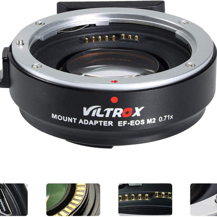 Viltrox EF-EOS M2 0.71x Lens Mount Adapter for Canon EF-Mount Lens to Canon EF-M-Mount Camera