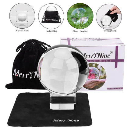 Photograph Crystal Ball with Stand and Pouch(80mm/3.15inch Set- K9 Clear)