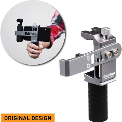 Cinema Mount Rig for DJI Osmo Pocket: Smartphone Rig- Aluminum Alloy Grip Handle- Osmo Pocket Clip- Cell Phone Tripod Adapter- Standard Cold Shoe Mount- 1/4inch-20 Tripod Thread- Fit Arca Swiss (Updated)