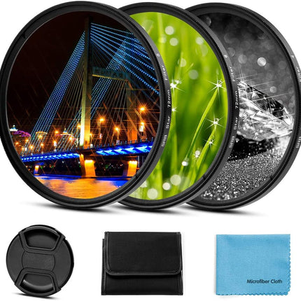 X-SweetDream Sedremm Compatible with 67mm Star Filter 3 Pieces Starburst Lens Filter
