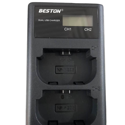 BESTON W235C LCD Dual USB Charger (Micro USB Type-C) for Fujifilm Camera Battery NP-W235C