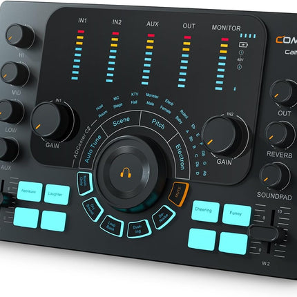 Comica ADCaster C2 Audio Interface- Dual XLR 6.35mm 3.5mm Podcast Mixer with 48V