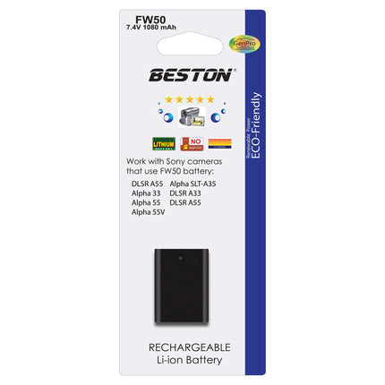 Beston 1080mAh Battery Replacement NP-FW50 for Digital Camera Alpha A Series