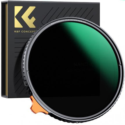 K&F Concept 82mm Black Mist and ND8-128 Variable ND 2 in 1 Filter with Double-sided 28-layer Anti-reflection Green Film and Lever Nano-Xcel Series