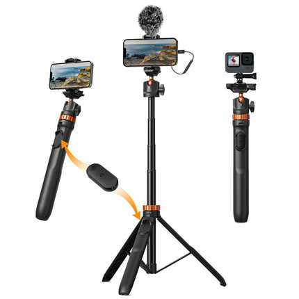 K&F Concept 62 inch Tripod Phone Selfie Stick with Bluetooth Remote Plus GoPro Adapter KF09.127