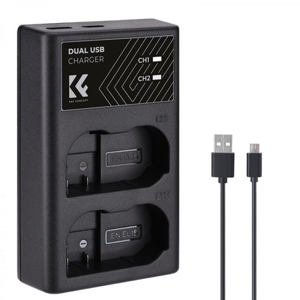 K&F EN EL15 NEL15A EN EL15B Battery Charger Dual Slot Quick Charger for Nikon KF28.0006