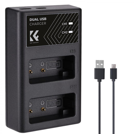 K&F Concept LPE17 Battery Charger Dual Slot Quick Charger for Canon KF28.0008