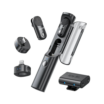 BOYA Magic-02 Wireless Mic System for Cameras & Mobile (USB-C + Lightning + 3.5mm)