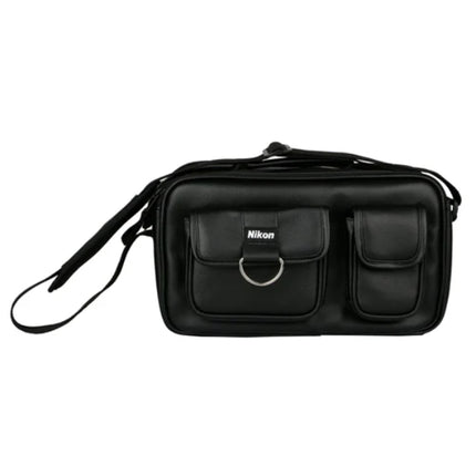 Nikon Leather Multi Pocket Medium Size Camera Bag Top Carry Handle (Black)
