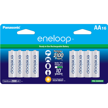 Panasonic Eneloop AA (Pack of 16- 2000mAh) - Rechargeable Ni-MH Batteries