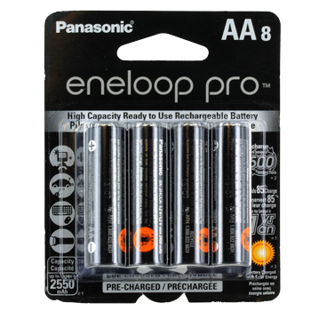 Panasonic eneloop pro AA (Pack of 8- 2550 mAh)  - Rechargeable Ni-MH Batteries