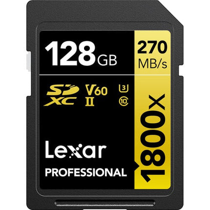 Lexar Professional 1800x UHS-II SDXC Memory Card 270MBs (GOLD Series) - 128 GB