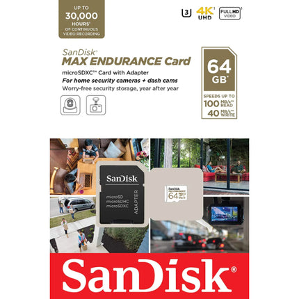 SanDisk MAX ENDURANCE UHS-I micro SDXC Memory Card with SD Adapter 100 MB-s