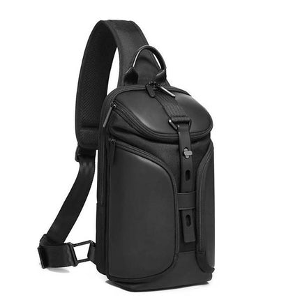 Rahala 22057 Men Multifunction Waterproof Crossbody Shoulder Backpack - Black