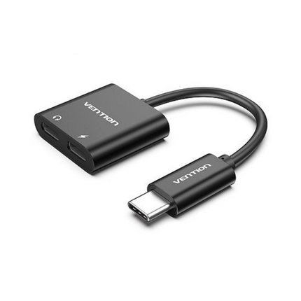 Vention USB-C to Dual Type-C Audio Adapter with Power Supply