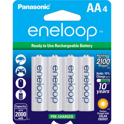 Panasonic Eneloop AA (Pack of 4- 2000mAh) - Rechargeable Ni-MH Batteries