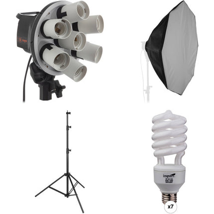 Raya Octa Fluorescent 7-Socket Fixture 1-Light Softbox Kit